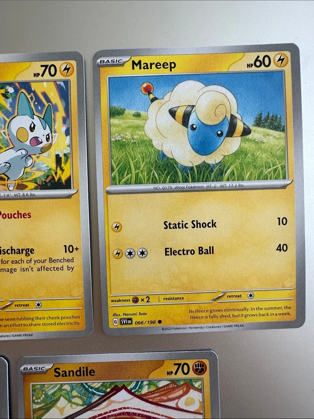 Pokémon Cards (Lot of 5) - Pachirisu, Scatterbug, Mareep, Silicobra, Sandile